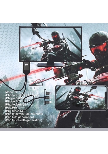 Novahub 3'ü 1 Arada Mikro Usb Type-c 8 Pin - Hd Tv Kablosu Siyah