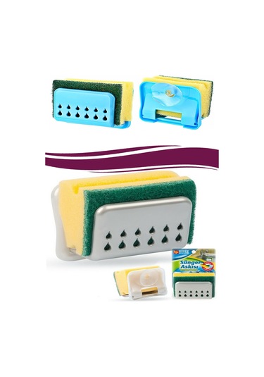 Pratik Mutfak Lavabo Vantuzlu Bulaşık Süngeri Askısı Aparatı 536 Çok Renkli