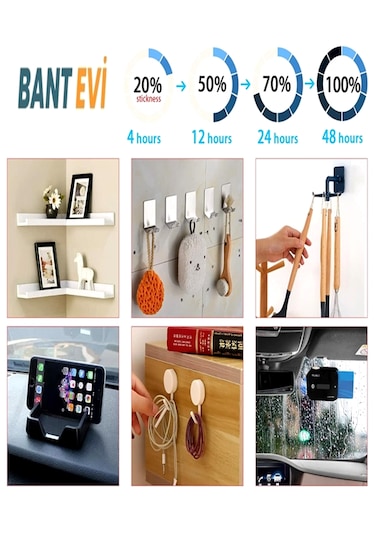 Die Cut Vhb Çift Taraflı Silikon Bant 12 Adet 30x25mm Özel Kesim