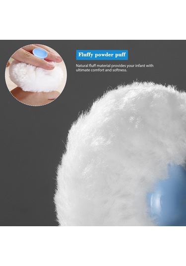 Lemestar Bebekler İçin Pratik Toz Pudra Kutusu Ve Yumuşak Pudra Pufu Seti - Mavi