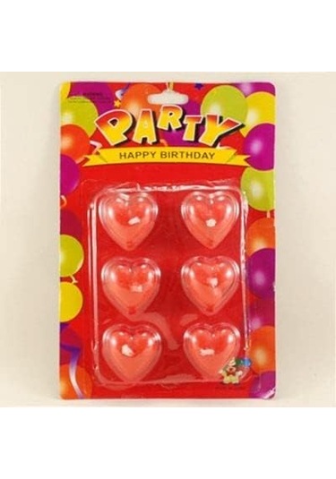 Vitrini Kırmızı Kalp Mum 6 Adet Siyah