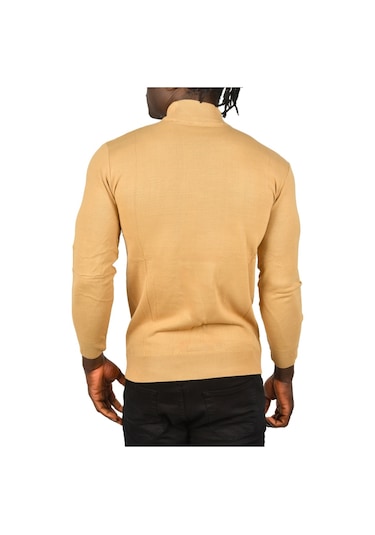 Deepsea Erkek Camel Yarım Balıkçı Yaka Tüylenmeyen İnce Triko Kazak 2505502 Camel