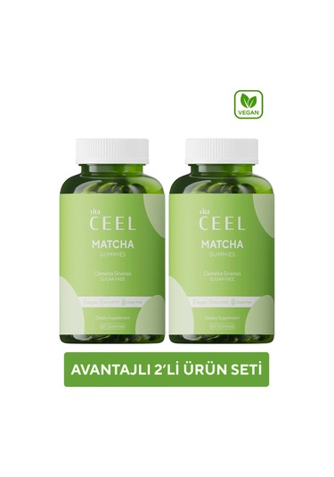 2'li Matcha Gummy, Yeşil Çay İçerikli Çiğnenebilir Vegan Gummy
