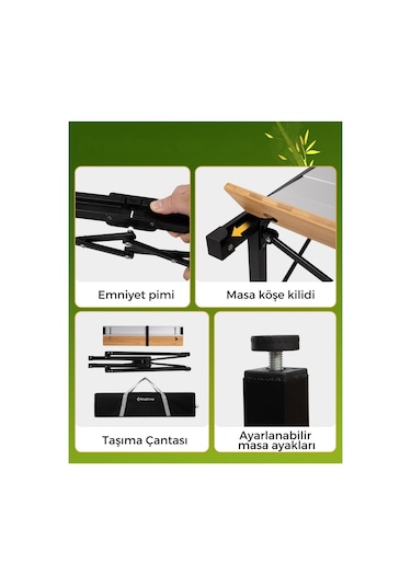 Kingcamp Granite Pro M 102x70 Katlanır Lux Kamp Masası Ahşap - Gri