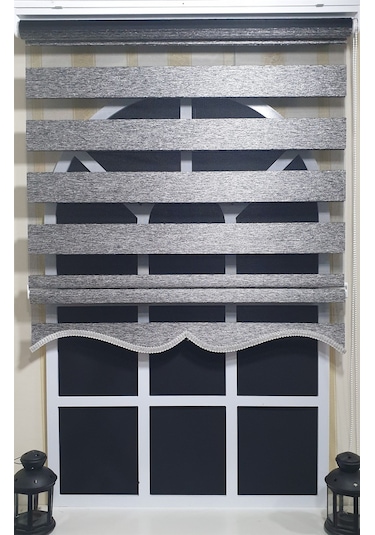 Zebra Stor Perde Siyah Gümüş Etek Dilimli St 009 Gri