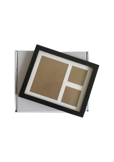 Tongxida Ahşap Üç Çerçeveli Bebek Elleri Ve Ayakları Çamur Baskılı Kapaklı Siyah Fotoğraf Çerçevesi