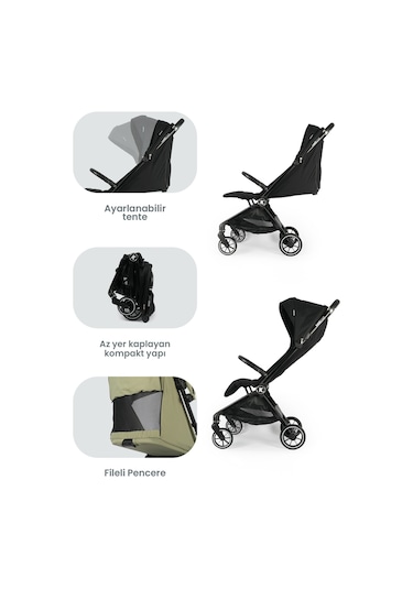Kanz Bold Autofold Kabin Boy Bebek Arabası Ironblack