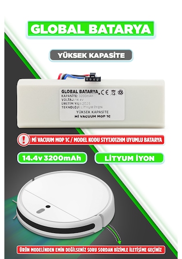 Xiaomi Mi Vacuum Mop 1c 2in1 Batarya 3200mah Yüksek Kapasite