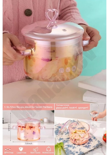 Madamev Borosilikat Cam Tencere Isıya Dayanıklı Termisil 1500cc