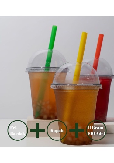 92/500 Cc Pet Bardak Kapak - 100 Adet Pipet Hediye Diğer