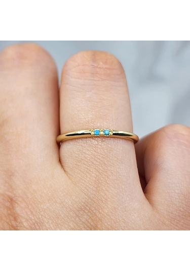 Firuze Turkuaz Taşlı 925 Ayar Gümüş Alyans Yüzük