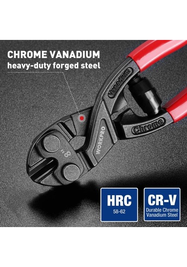 Youtek Kırıcı Pense 203 Mm Kırmızı, 60crv Çelik Gövde, Yüksek Sertlik, 4 Mm Çelik Çubukları Kesebilen, Yaylı Tasarım