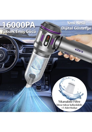100w 16 Bin Pa Vakum Çekim Gücü Kablosuz Araba Oto Süpürgesi Ve Üfleme Makinası Şarjlı