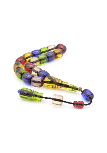 Enes Abdo İmzalı Fıçı Kesim Rengarenk Sıkma Kehribar Efe Maskot Tesbih