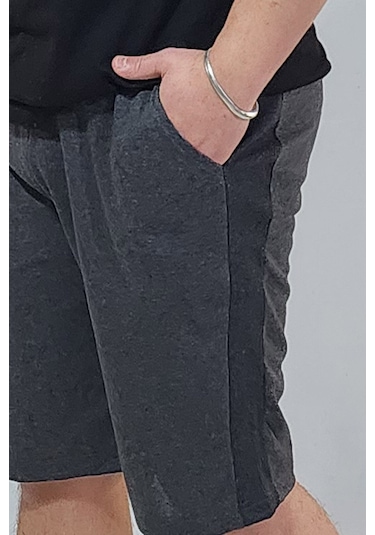 Erkek Füme Yandan Şerit Detaylı Şort Füme