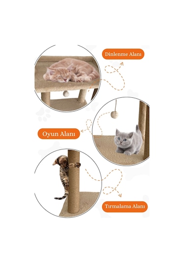 Nursoft Ponponlu Kedi Yatağı Kedi Tırmalama 47 CM