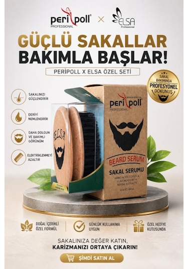 Peri Poll Sakal Bakım Serumu 50 Ml + Elsa Sakal Fırçası Hediyeli