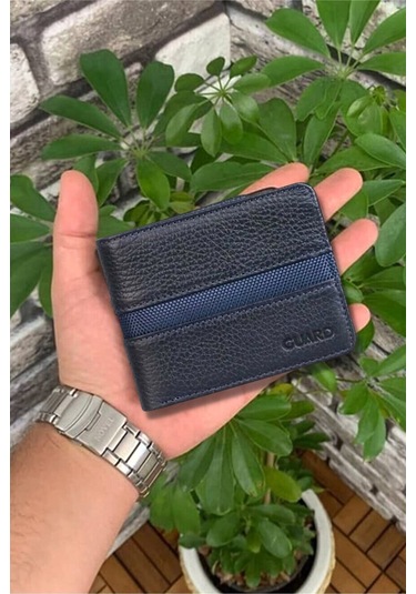 Derije Hakiki Deri Lacivert Spor Şeritli Erkek Cüzdanı T653 Çok Renkli