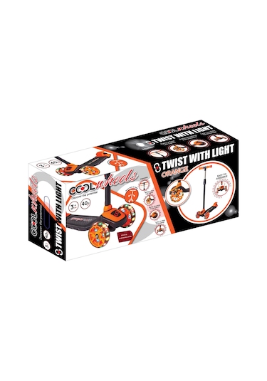 Scooter Çocuk Scooter Işıklı Slikon Teker Turuncu 40 Kg Taşıma