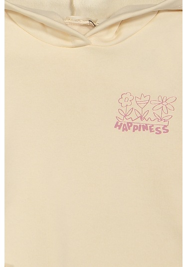 Kız Çocuk Orta Kalınlıkta Basic Sweatshirt Ekru