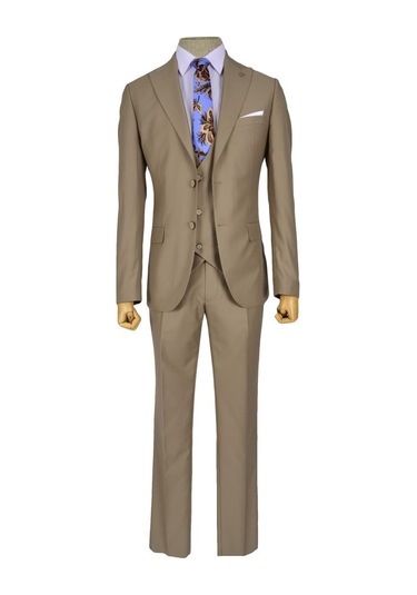 Düz Çift Düğme 6 Drop Yelekli Erkek Takım Elbise