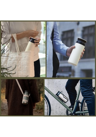 Paslanmaz Çelik Bardak Mug Termos 350 Ml Çift Katmanlı, Sızdırmaz Kapaklı Krem