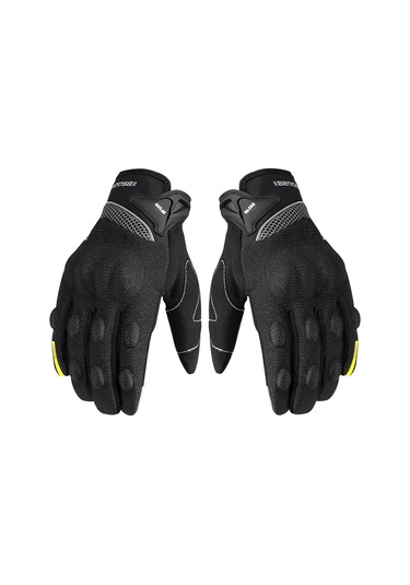 Kosona Bsddp Rh-a0131 Motosiklet Eldiveni, Kaymazlı, Dokunmatik Ekran, Çarpma Koruma, Yansıtıcı Şerit, Kollu Kordon, Siyah M Ağ + Polyester