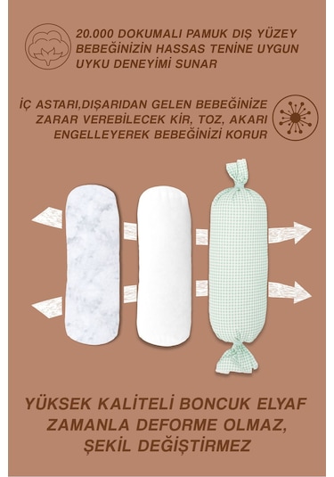 Mordesign Bebek Yuvarlanma Önleyici Yastık, Yenidoğan Yan Yatış Yastığı, Puffs Serisi Gri Zg987-2