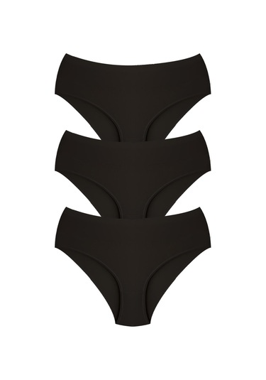 Pamuklu Yüksek Bel Toparlayıcı Kadın Bikini Külot 3'lü Paket - 2 Çok Renkli 2