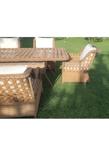 Fırat 8kişilik Kahverengi Örgü Rattan Oturma Grubu