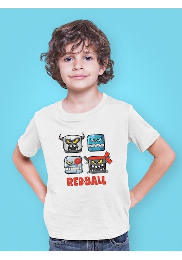 Bumeta Red Ball Karakter Baskılı Çocuk Tişört 3 Lü Set Beyaz