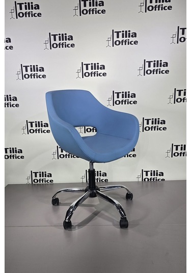 Monaco Çalışma Kesim Koltuğu Yonca Tekerlekli Krom Ayak Açık Mavi