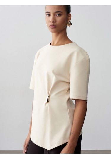Dilvin 32445 Aksesuar Detaylı Basic T-shirt-taş Taş