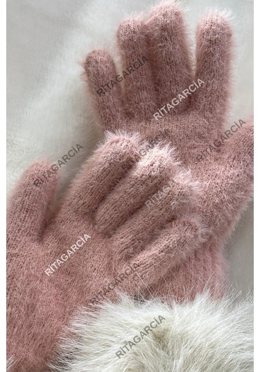Peluş Uzun Eldiven Pudra