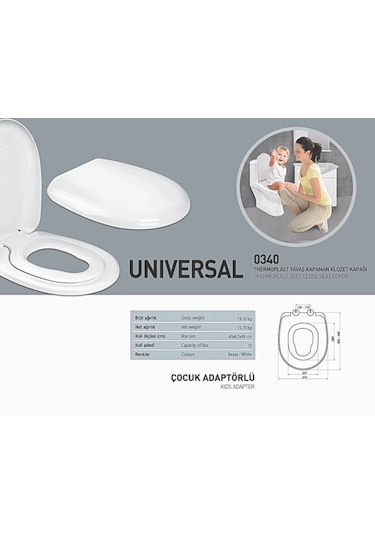 Nkp Universal Thermoplast Yavaş Kapanan Klozet Kapağı Çocuk Adaptörlü - NKP0340