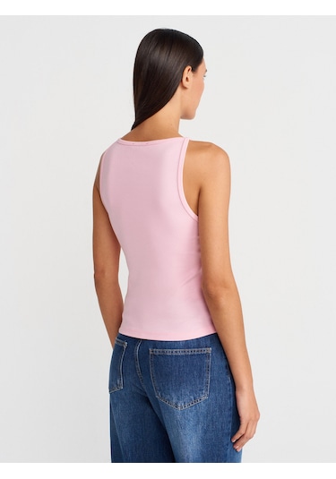 Dilvin 21048 Halter Yaka Top-toz Pembe Toz Pembe
