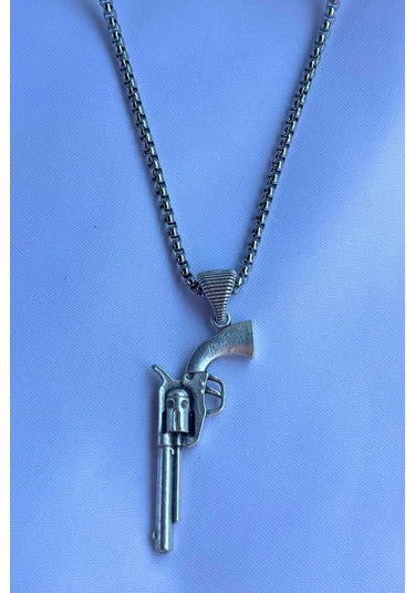 Tabanca El İşçiliği Paslanmaz Çelik Zincir Erkek Kolye Gümüş