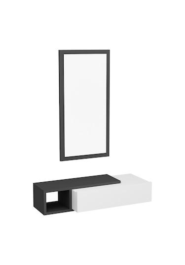 Arnetti Vien Aynalı Çekmeceli Dresuar Antrasit Beyaz Antrasit - Beyaz