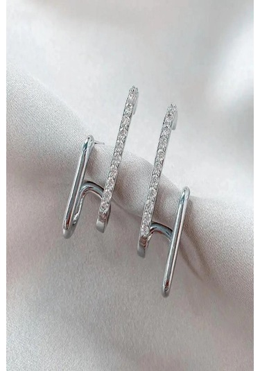 Kadın Gümüş Zirkon Taşlı Vip Kararmaz Küpe Çok Renkli