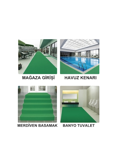 Beylin Kıvırcık Pvc Paspas Dış Zemin Halı Yolluk Yeşil 100x200 Yeşil