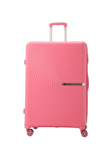 Mçs Bavul Büyük Ve Kabin 2li Set Kırılmaz Silikon Valiz V374 Pembe Pembe