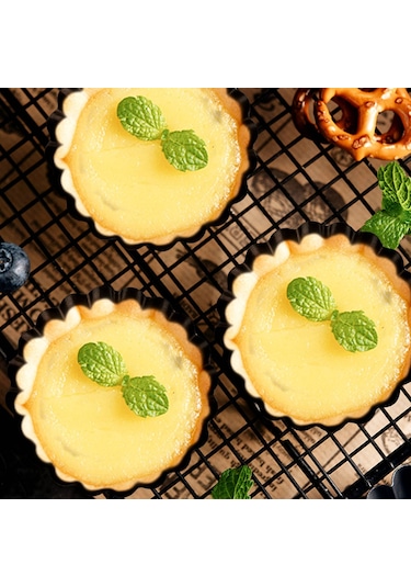 Xurunkeji 6'lı Tart Kalıbı Seti, Küçük Yapışmaz 4 İnçlik Kiş Kalıbı, Çıkarılabilir Tabanlı Karbon Çelik Kiş Kalıbı, Pişirme Ve Fırınlama İçin Siyah