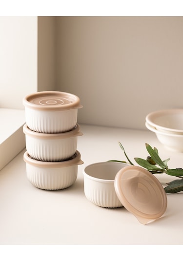 Lucca 4'lü Saklama Kabı Seti - Bej 8684427125045 Ekru