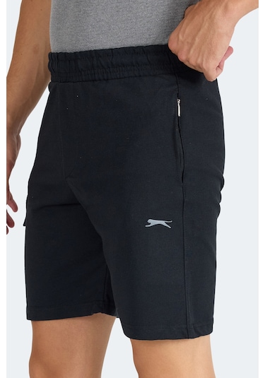 Slazenger Neck I Erkek Fermuar Cepli Siyah Şort Siyah