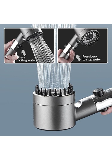 2023 Yeni  Masaj Duşu Üç Ayarlanabilir Filtreli Duş Başlığı Modu Duş Başlığı Ve Hortumu Tıkanma Önleyici Nozul Ve Pp Pamuklu Filtreli Duş Başlığı Gri