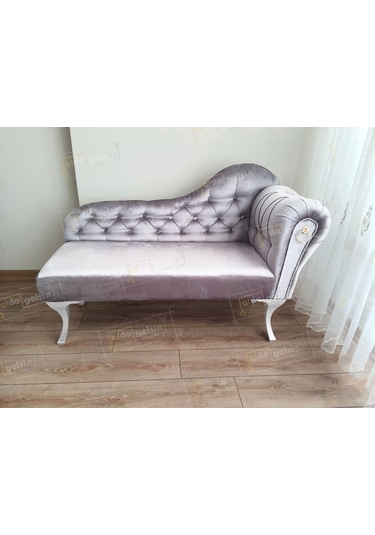 Ters Kol Dekoratif Bihter Koltuk Josefin Puf 120 Cm Beyaz Ayak Yeşil