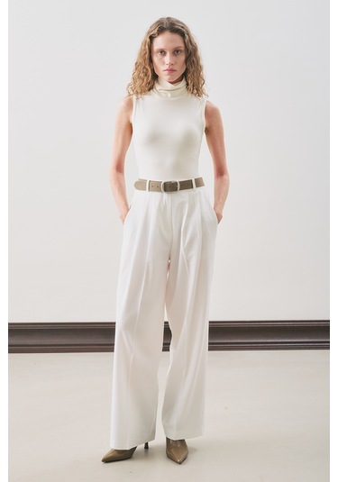 Classıc Pileli Pantolon Ekru Ekru