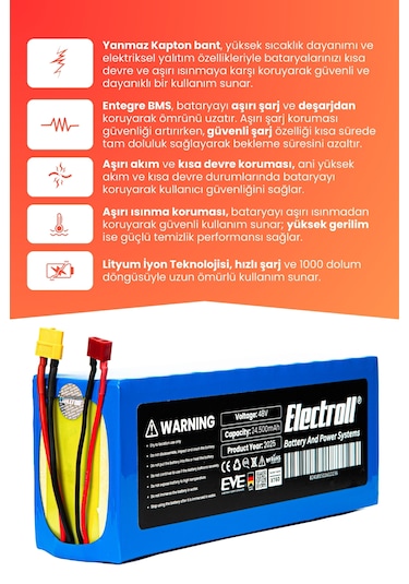Onvo Ov-013 X Plus Yüksek Kapasite Batarya 48v 24.5ah Pil