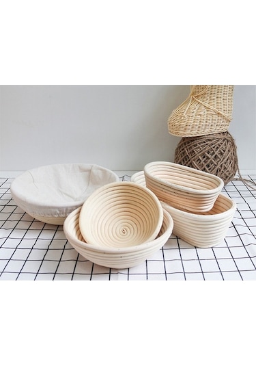 Ulzyvf Ekolojik Hasır Ekmek Mayalama Sepeti - Çoklu Boyut, Bez Astarlı, Şekil Seçenekli Diğer
