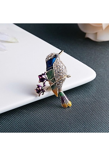 Kuş Model Yaka İğnesi Çok Renkli